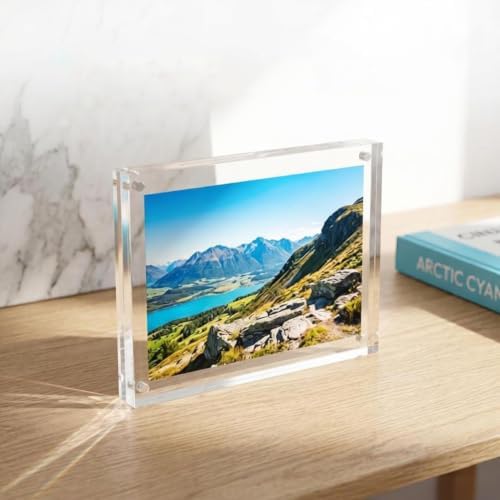 Meetu Acrylic Picture Frame 8.5x11,Clear Freestanding Double Sided 24mm Thickness Frameless Magnetic Photo Frames Desktop Display with Gift Box Package (1 Pack) - Image 4