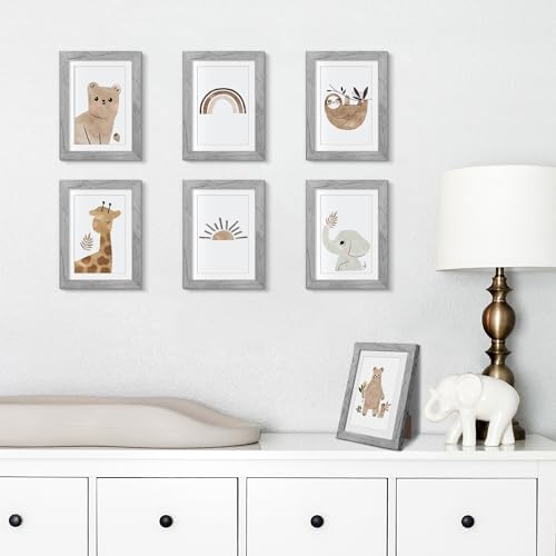 upsimples 5x7 Picture Frame Set of 10, Display Pictures 4x6 with Mat or 5x7 Without, Multi Photo Frames Collage for Wall or Tabletop Display, Gray - Image 2