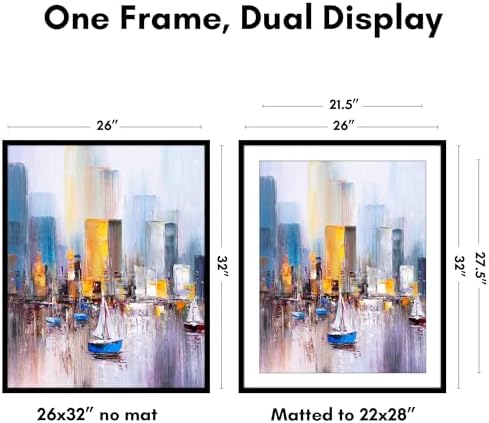 Americanflat 26x32 Poster Frame - Matted to 22x28 - Slim Molding - Black - Image 2