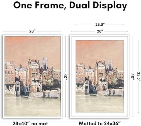 Americanflat 28x40 Poster Frame - Matted to 24x36 - Slim Molding - White - Image 2