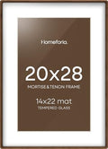 Homeforia 20x28 Mortise&Tenon Walnut Picture Frame, 14x22 Mat, Glass by Homeforia