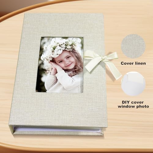 Photo Album 4x6 100 Pockets, Slip-in Picture Albums, Linen Cover Top Loader Vertical Pockets Albums for Baby, Kids Boy Girls, Wedding, Family, Anniversary, Beige - Image 4