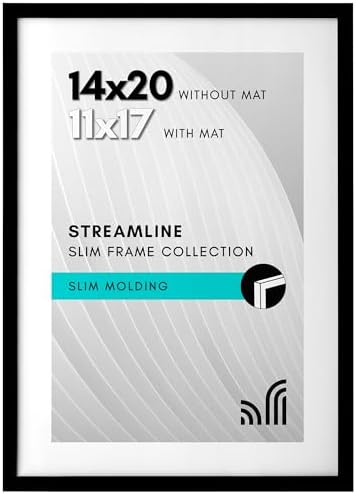 Americanflat 14x20 Poster Frame - Matted to 11x17 - Slim Molding - Black by Americanflat