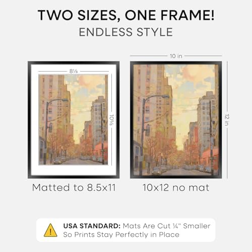 Homeforia 10x13 Black Picture Frame, High-End Metal, 8.5x11 Mat, Glass - Image 2