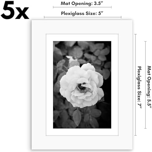 Americanflat 5x7 Picture Frame 5-Pack - Matted to 4x6 - White - Image 2