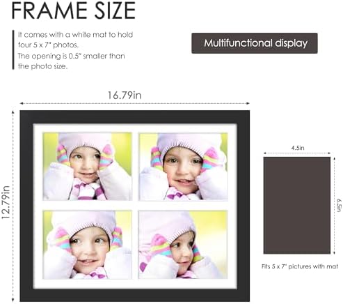 DUENPY 2 Pack 12x16 Collage Frame For 4 5x7 Photos Black - Image 3