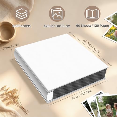 Popotop Photo Album 4x6 600 Pockets for Wedding Gifts,Linen Hardcover Picture Albums for Family Anniversary Baby Vacation Pictures - Image 3