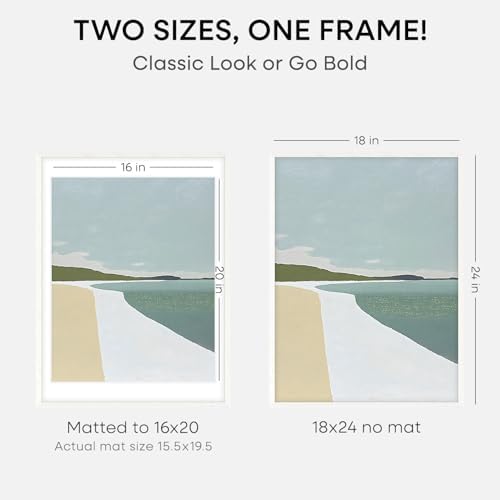 Homeforia 18x24 White Oak Poster Frame, High-End Wood, 16x20 Mat, Glass - Image 2