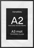 Homeforia A2 Black Oak Picture Frame, High-End Wood, A3 Mat, Glass by Homeforia