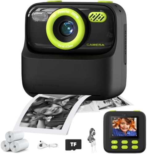 masterbee Kids Instant Print Camera, Birthday Gifts for Boys and Girls, Kids Digital Camera Toys, 1080P HD Video, 3 4 5 6 7 8 9 10 11 12 Year Old Boy Gifts/Girl Gifts (Black) by masterbeeKidsCameras%7E