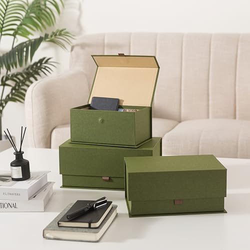 Soul & Lane - Decorative Photo Storage Boxes with Lids, Set of 3, Green - Image 6