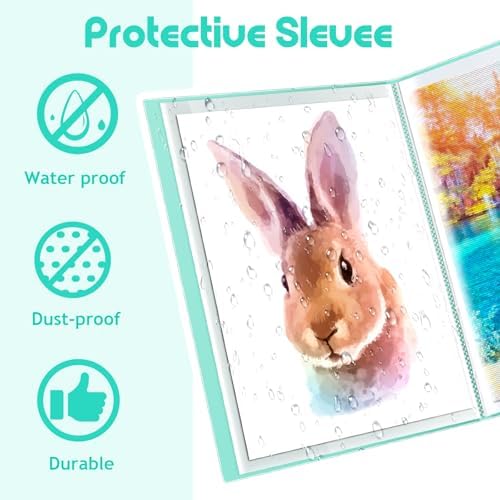Henoyso 60 Pages Diamond Painting Storage Book A2 A3 Art Binder,Green - Image 4