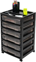 IRIS USA Rolling Cart with Drawers |Made in USA| 6-Tier Cases - Black/Gray by IRISUSA
