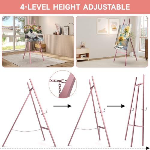 Easel Stand for Wedding Sign, 4-Tier Height Adjustable, Rose Gold - Image 4