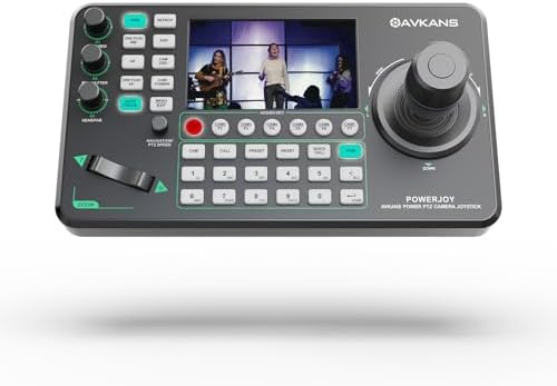 PowerJoy PTZ Camera Joystick Controller, IP NDI Camera Keyboard with 4D Joystick, Electrical Controlling Device for Live Streaming(5inch Preview) by AVKANS