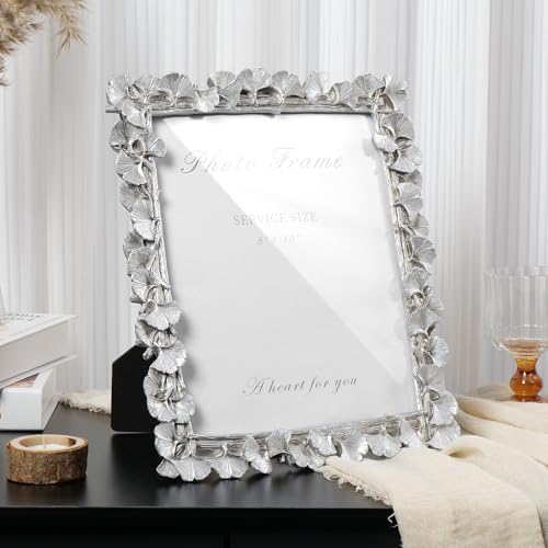 Cuspin Silver 8x10 Picture Frame Vintage Ornate Leaf Textured Resin Frame - Image 7