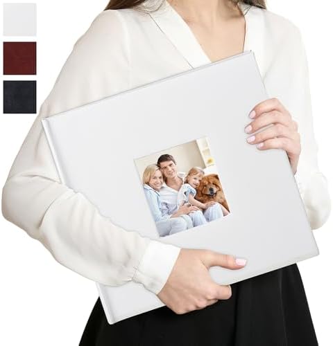 Leather Scrapbook Album DIY Set Scrap Book Album Hardcover Pictures Book 10.5"x10.5",DIY,Handmade for Anniversary,Family Memories,Couples,Friend&Baby,Accommodates 3x5 to 8x10 Photos (Leather-white) - Image 2