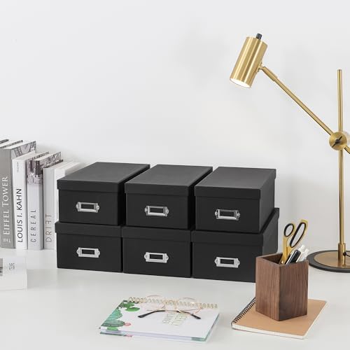 Soul & Lane - Black Photo Storage Boxes with Lids, Set of 6 in 2 Sizes - Image 2