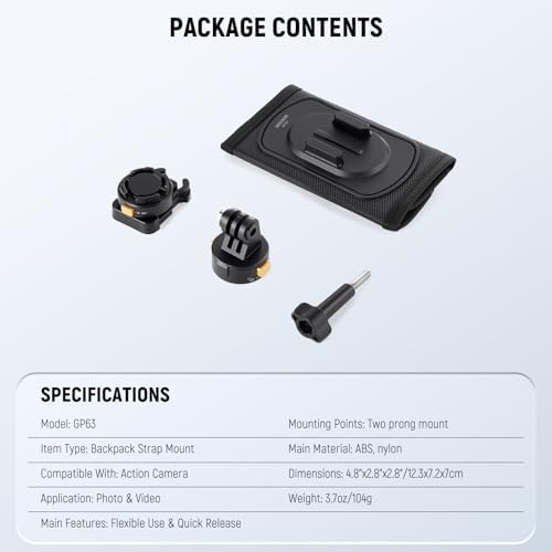 NEEWER Backpack Shoulder Chest Strap Mount Compatible with GoPro DJI Insta360 Action Cameras, 360° Camera Backpack Clip Holder Quick Release & One Toggle Switch for Photography Video Recording, GP63 - Image 7