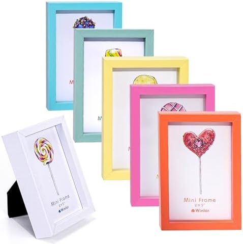Small Picture Frame 2x3 6 Pack, Magnetic Photo Frames for Fridge and Tabletop Desk Decor, Cute Wallet Size Colored Picture Frames for School Locker, Family Baby Photo, Mix Colors by Unknown