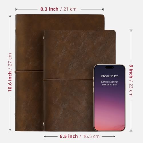 Vienrose Leather Scrapbook Photo Album with 60 Pages Kraft Paper for 4x6 Photos, Vintage binder 3 ring DIY Memory Book for Valentines Anniversary Christmas Birthday Travel Brown - Image 2