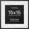 Homeforia 15x15 Black Oak Picture Frame, High-End Wood, 11x11 Mat, Glass by Homeforia