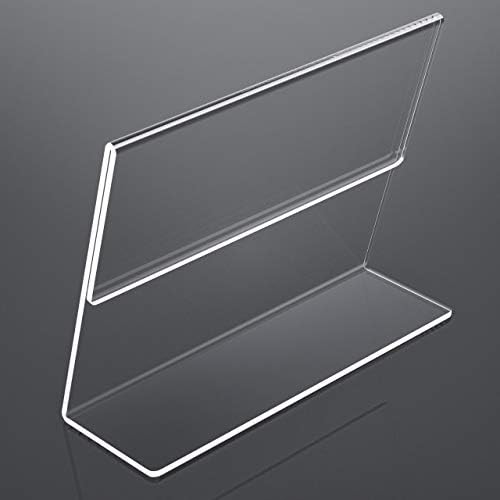 NIUBEE Acrylic Sign Holder 8.5 x 11 Horizontal L-Shape Flyer Stand 3 Pack - Image 5