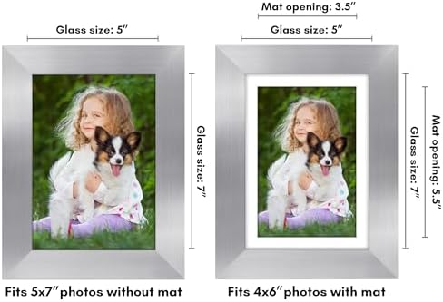Americanflat 5x7 Picture Frame - Matted to 4x6 - Engineered Wood - Silver - Image 2