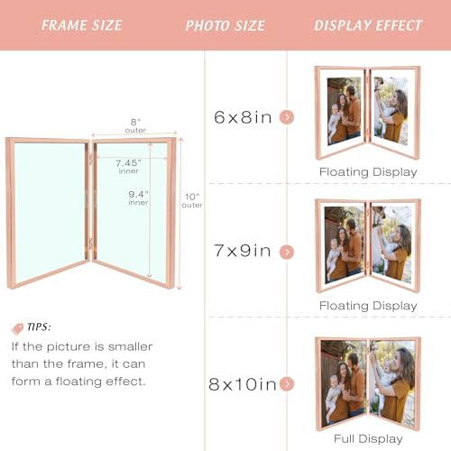 Golden State Art 8x10 Hinged Metal Picture Frame, Rose Gold, Tabletop - Image 5