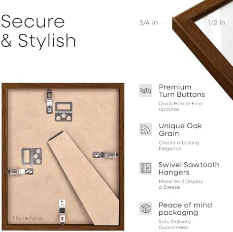 Homeforia 5.5x8.5 Brown Oak Business License Frame, High-End Wood, Glass - Image 2