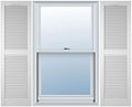 Ekena Millwork 14.5 in. W x 60 in. H Builders Edge, Standard Cathedral Top Center Mullion, Open Louver Shutters, Includes Matching Installation Spikes (Per Pair), 001 - White by Builders+Edge
