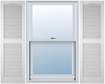 Ekena Millwork 14.5 in. W x 60 in. H Builders Edge, Standard Cathedral Top Center Mullion, Open Louver Shutters, Includes Matching Installation Spikes (Per Pair), 001 - White by Builders+Edge