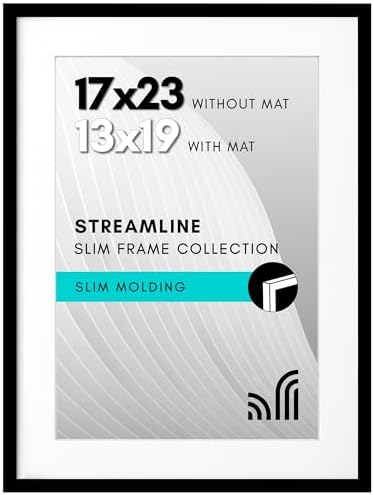 Americanflat 17x23 Poster Frame - Matted to 13x19 - Slim Molding - Black by Americanflat