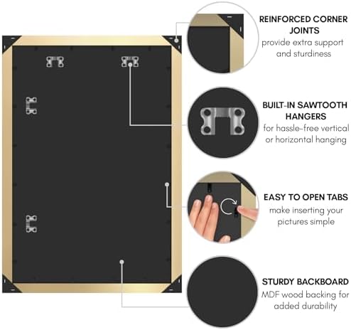 Americanflat 24x36 Poster Frame - Gold Engineered Wood with Polished Plexiglass - Wide Picture Frame for Vertical or Horizontal Wall Display - Epic Collection - Gold - Image 6