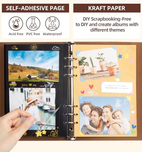 Scrapbook Photo Album 100 Pages, 60 Page Self Adhesive+40 Page Kraft Paper - Image 4