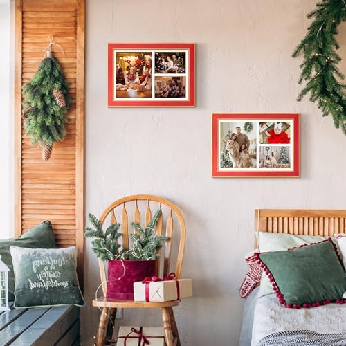 Suede P538-1116 11x16 Picture Frame Display 3 Opening One 8x10 Picture Frames and 5x7 Double Picture Frames Collage Wall Decor with Mat,Multi Photo Frame for Plexiglass,Wall Decor,1Pack,Red - Image 7
