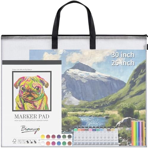 YOPCDJ 30x25 inches Extra-Large Art Portfolio Bag, Portfolio Folder for Artwork with Handle, Zippered Storage Folder for Poster, Scrapbook, Keepsake and Bulletin Board by YOPCDJ