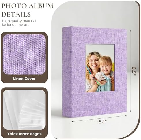 Vienrose 4x6 Mini Photo Album, 2 Pack, 52 Photos, Purple - Image 4
