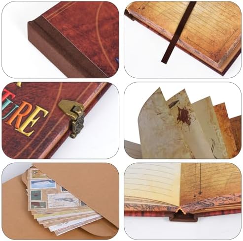 My Adventure Book Luxury Faux Leather Journal - 164 Page 8.2 * 5.9 inch Scrapbook, Vintage 3D Embossed Photo Album & Travel Diary | Anniversary Wedding Valentine Gift Set for Couples - Image 5