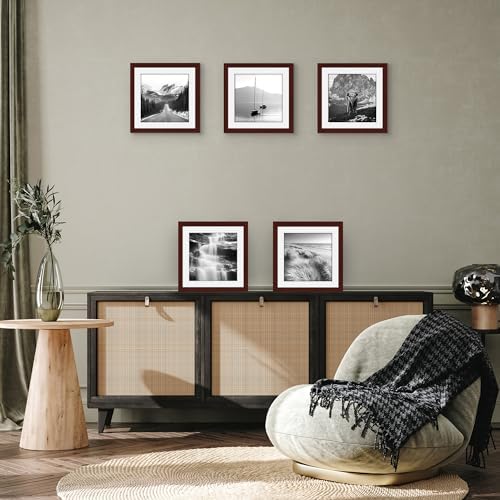Americanflat 10x10 Picture Frame 5-Pack - Matted to 8x8 - Mahogany - Image 4