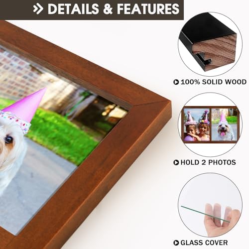 Golden State Art, 8x10 Double Picture Frame, Display Two 8x10 Photos(Brown) - Image 3