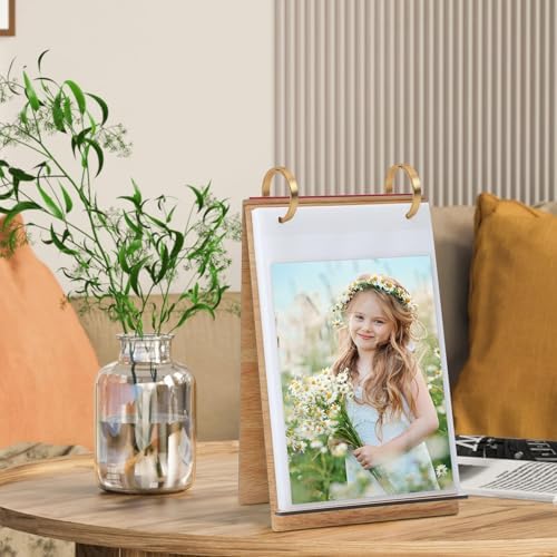 ZEEYUAN Desktop Photo Album Stand, 5x7 Standing Flip Photo Album, Christmas & Valentines Mothers Day Gifts - Image 3