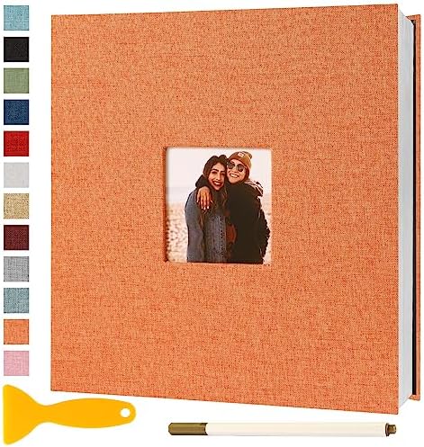 Photo Album Self Adhesive Pages Scrapbook 13.2x12.8 Orange 40 Pages by Semfalbuums