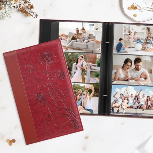Artmag Photo Album 4x6 300 Photos, Extra Large Capacity Leather Cover Wedding Family Photo Albums Holds 300 Horizontal 4x6 Photos(Red) - Image 4