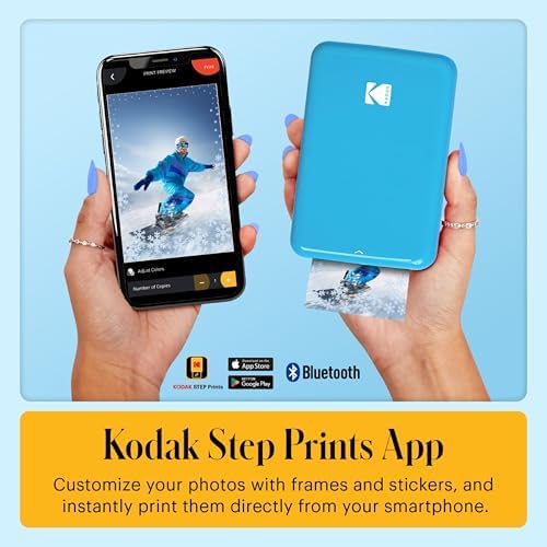Kodak Step Instant Color Photo Printer with Bluetooth/NFC, ZINK Technology & Kodak App for iOS & Android (Blue) Starter Bundle - Image 4