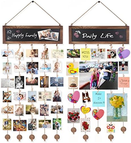 Bikoney 2-Pack Hanging Photo Display with Blackboard - Carbonized Black by Bikoney