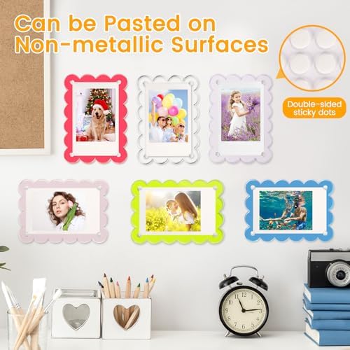 4 Pack Acrylic Fridge Magnetic Frame for Polaroid, 2.36x3.54 In Mini Picture Frames Colorful for Fujifilm Instax Mini, 2 Sided Photo Refrigerator Magnet Picture Display Clear Frame Petal - Image 5