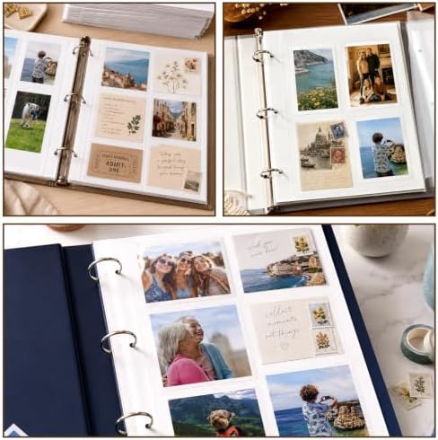 VOKOY 50 Sheets/100 Pages Photo Album Pages for 3 Ring Binder, Self Adhesive Scrapbooking Album Refill Pages Replacement Photo Album Sheets for 2x3 4x6 5x7 8x10 Photo or Cards, 11 x 9 Inch - Image 6