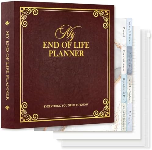 Lanpn End of Life Binder Organizer Death Planner 8.5"x11", Final Wishes & Estate Document Folder with 8 Dividers & 10 Letter Size Binder Pockets, When I Die Journal Before Death Life Plan Book, Brown by Lanpn