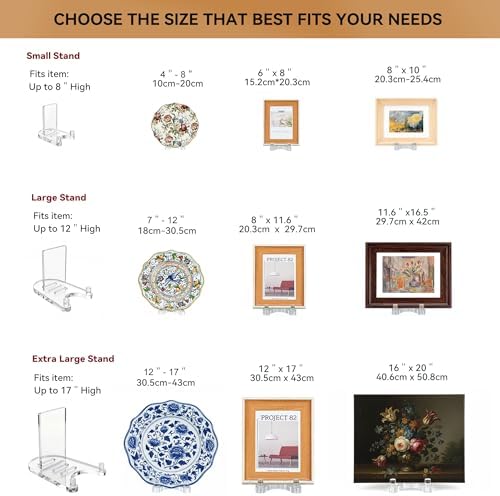 Acrylic Easel Display，Plate Stand for Display，Adjustable Clear Display Holder for 4" to 8" Platter, Book, Card, Frame, Picture, Artwork, Plaque ( Small-1pc 4"-8") - Image 2